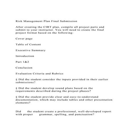 Risk Management Plan Final SubmissionAfter creating the CIRT.docx