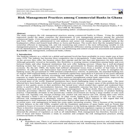 Risk management in banks summary | PDF