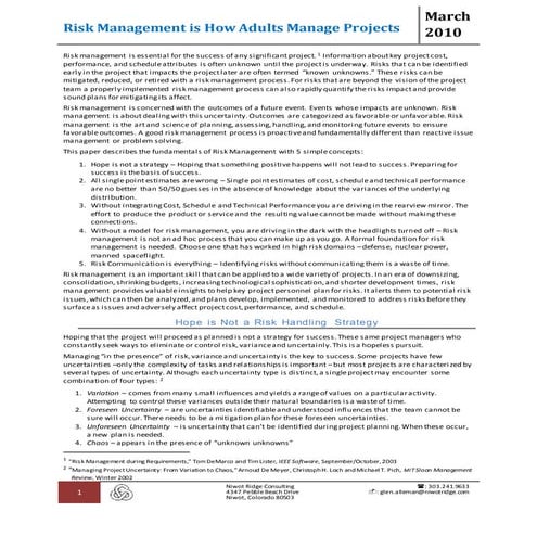 Risk management 4th in a series