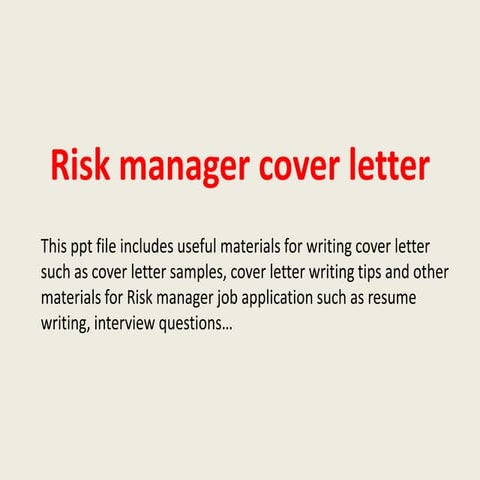 Risk manager cover letter | PPT