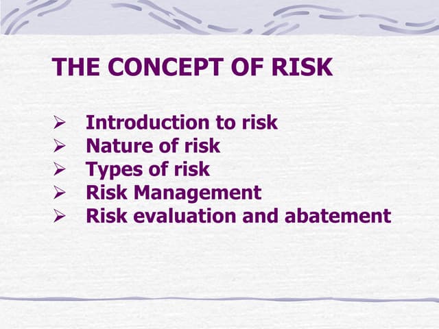Risk mangement