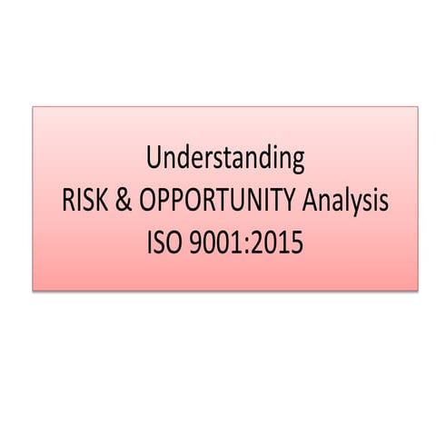 Risk opportunity analysis ISO 9001:2015