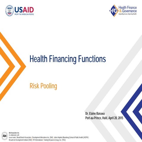 Health Financing Functions: Risk Pooling
