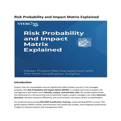 Risk Probability and Impact Matrix: A Complete Guide with Case Studies ...