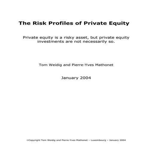 Risk profiles of venture capital | PDF