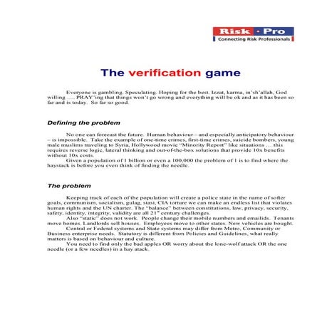 The verification game