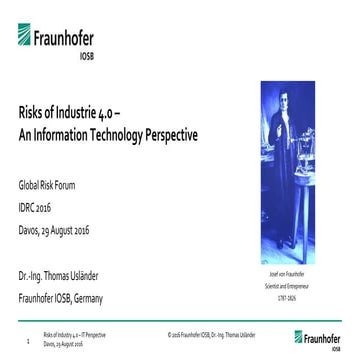 Risks of Industry 4.0 - An Information Technology Perspective, Thomas USLÄNDER