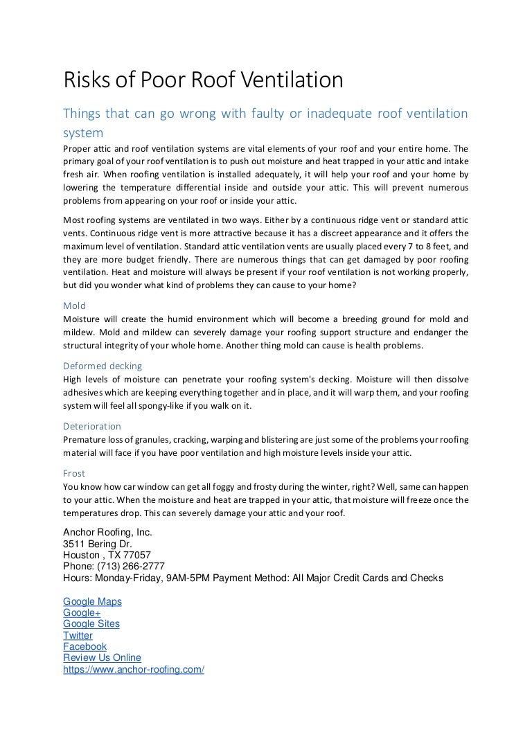 Risks of poor roof ventilation