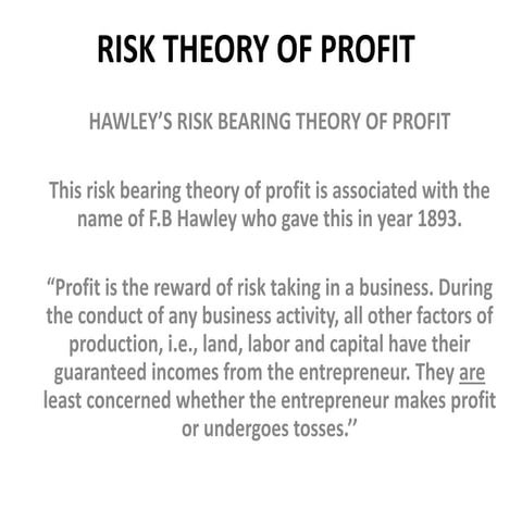 Economics ppt Risk theory of profit risk