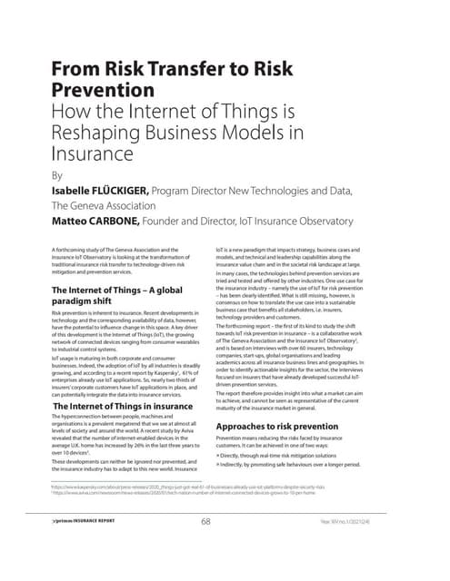 From Risk Transfer to Risk Prevention - How the Internet of Things is Reshapi...