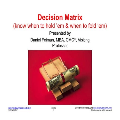 Risk vs. reward decision matrix