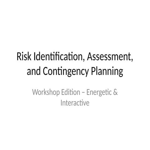 Risk Workshop activity for Risk Management | PPTX