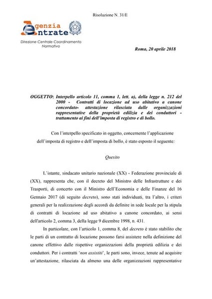 Fideiussione a Garanzia dei Contratti di Locazione