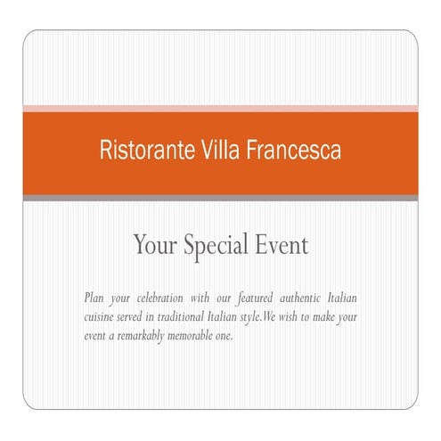 Your Special Event at Villa Francesca in Boston