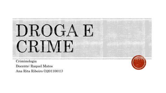 Bibliografia Entre Droga e Crime