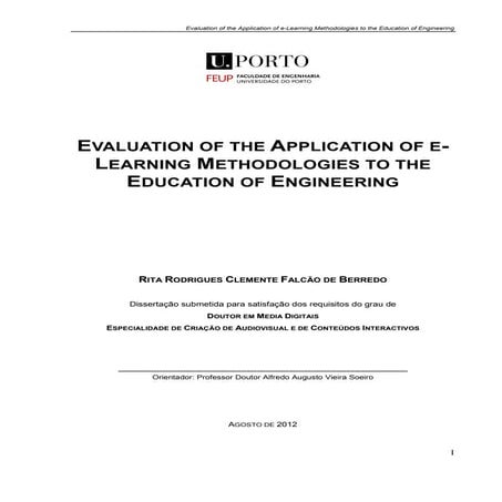 EVALUATION OF THE APPLICATION OF E-LEARNING METHODOLOGIES TO THE EDUCATION OF ENGINEERING