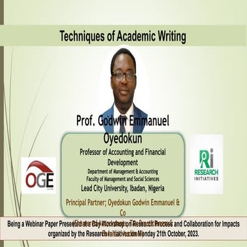 RI Techniques of Academic Writing Prof. Oyedokun.pptx