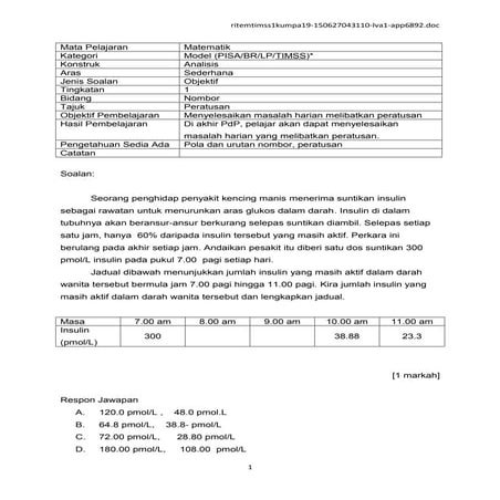 CONTOH SOALAN - ITEM TIMSS 19