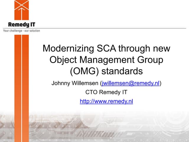 Modernizing SCA through new Object Management Group (OMG) standards
