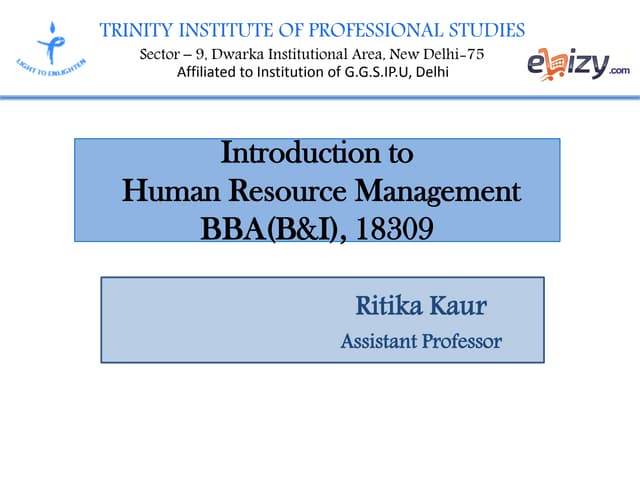 Introduction to Human Resource Management