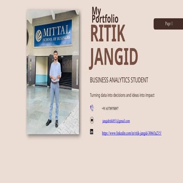 Ritik Jangid Portfolio, a business analyst