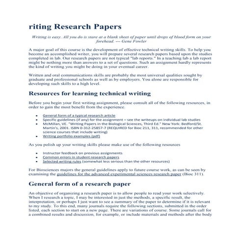 Riting research papers