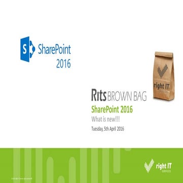 Rits Brown Bag - SharePoint 2016