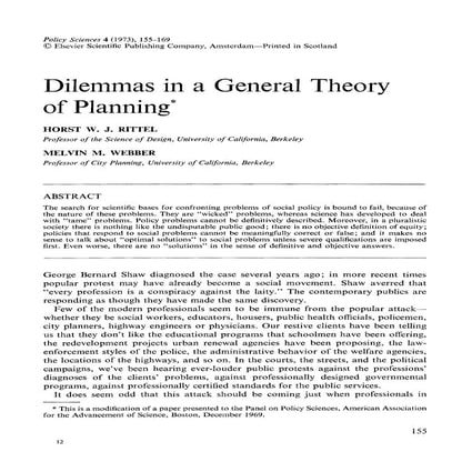 Dilemmas In A General Theory of Planning
