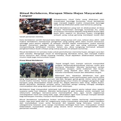 Ritual berloberen, harapan minta hujan masyarakat langsar | PDF