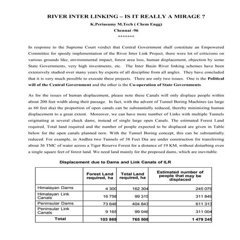 River inter linking   is it really a mirage