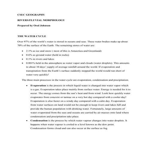 Rivers- CSEC GEOGRAPHY