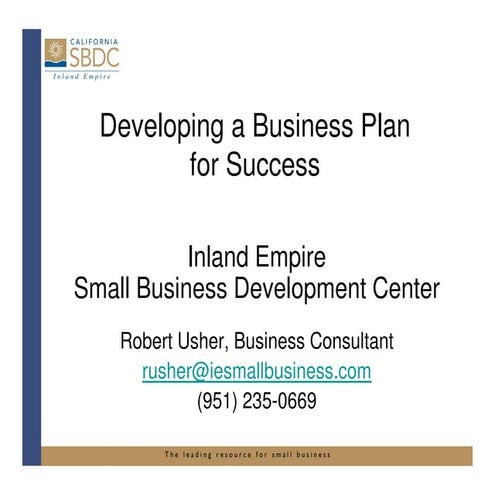 IESBDC "Designing a Business Plan for Success"