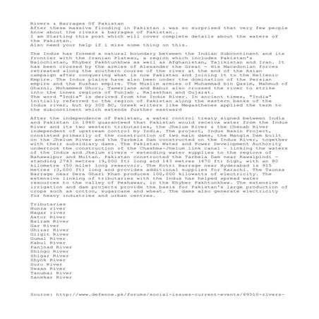 Rivers of the pakistan | TXT