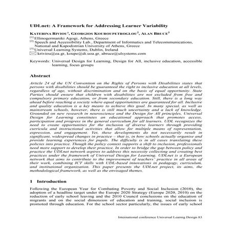 UDLnet: A Framework for Adressing Learner Variability