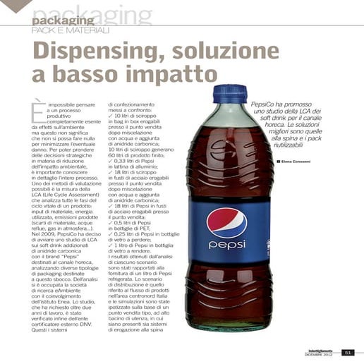 Dispensing, soluzione a basso impatto - Pepsico edeEambiente studiano l'LCA d...