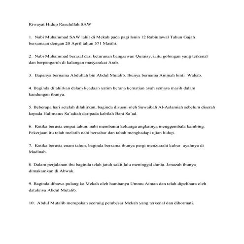 Riwayat hidup rasulullah saw