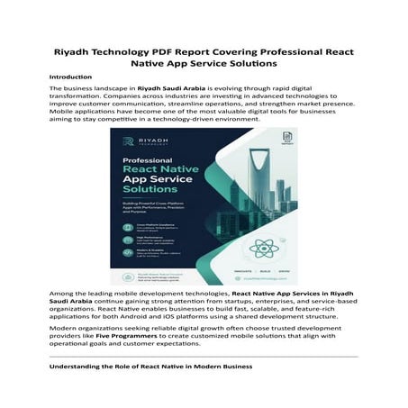 Guide to Digital Transformation via React Native Developers in Riyadh | PDF