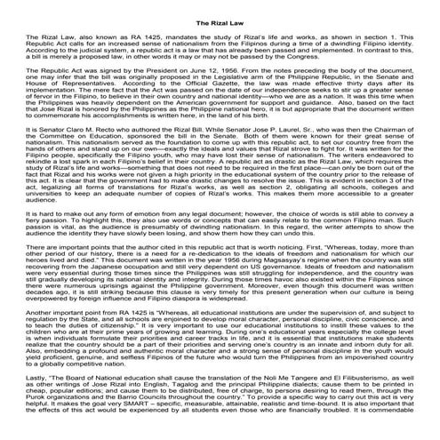 A Reflection Paper Summarizing Rizal S Speech In Honor Of Luna And ...