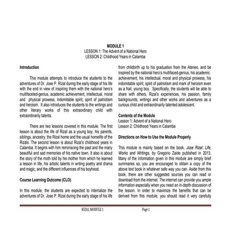 rizal life and works chapter 1 | PPTX