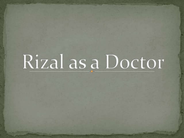 Rizal as a doctor