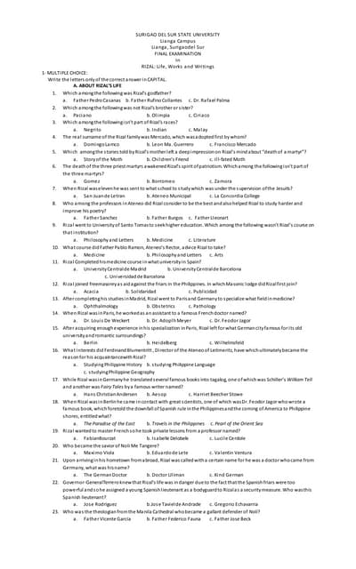 Rizal exam