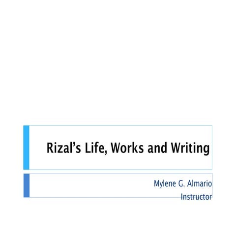 Rizal’s life, works and writing