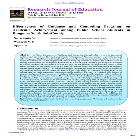 Effectiveness of Guidance and Counseling Programs on Academic ...