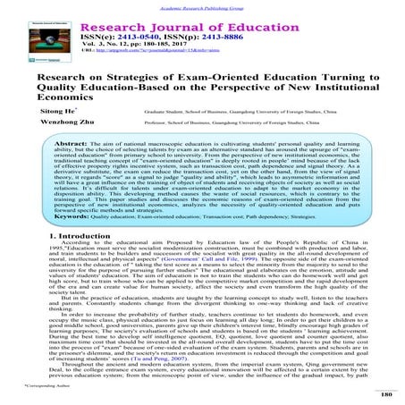  Research on Strategies of Exam-Oriented Education Turning to Quality Educati...