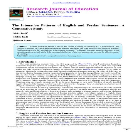  The Intonation Patterns of English and Persian Sentences: A Contrastive Study