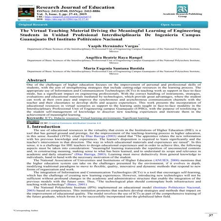  The Virtual Teaching Material Driving the Meaningful Learning of Engineering...