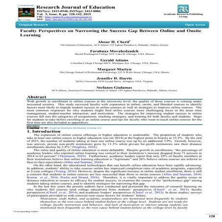  Faculty Perspectives on Narrowing the Success Gap Between Online and Onsite ...