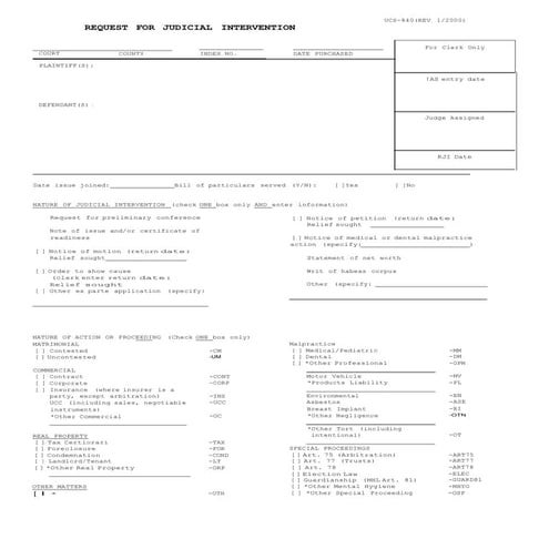 Index number application form final fill-in | PDF