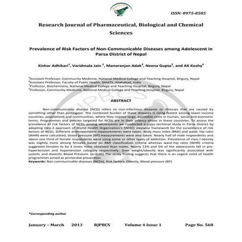 Rjpbcs volume 4 issue 1