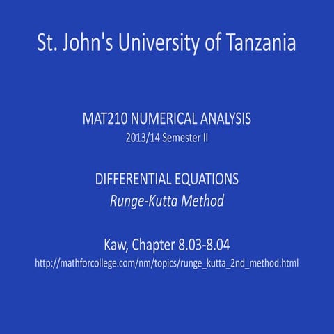 MAT210/DiffEq/Runge-Kutta 2nd Order 2013-14